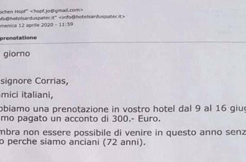 Vacanze in Sardegna annullate, l’email fa il giro del web