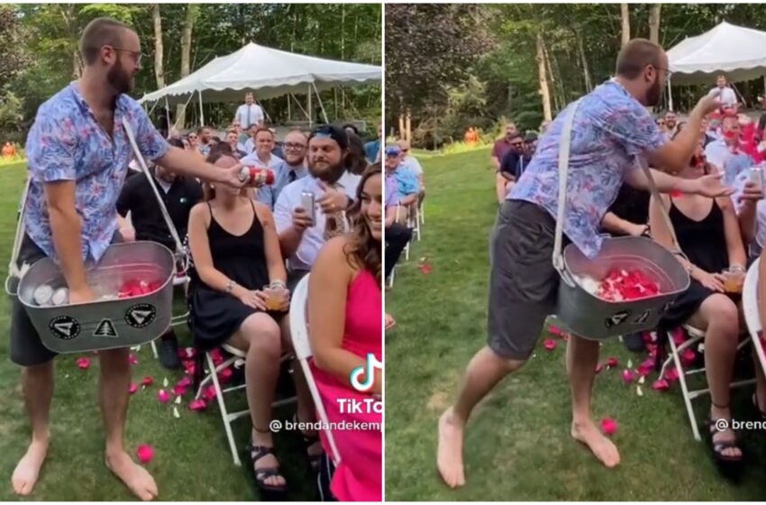 Damigella sostituta dal “ragazzo della birra”: il video del matrimonio diventa virale