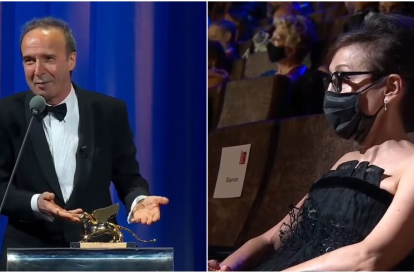 Venezia, Benigni dedica la carriera alla moglie: “Se qualcosa ha preso il volo è grazie a te”