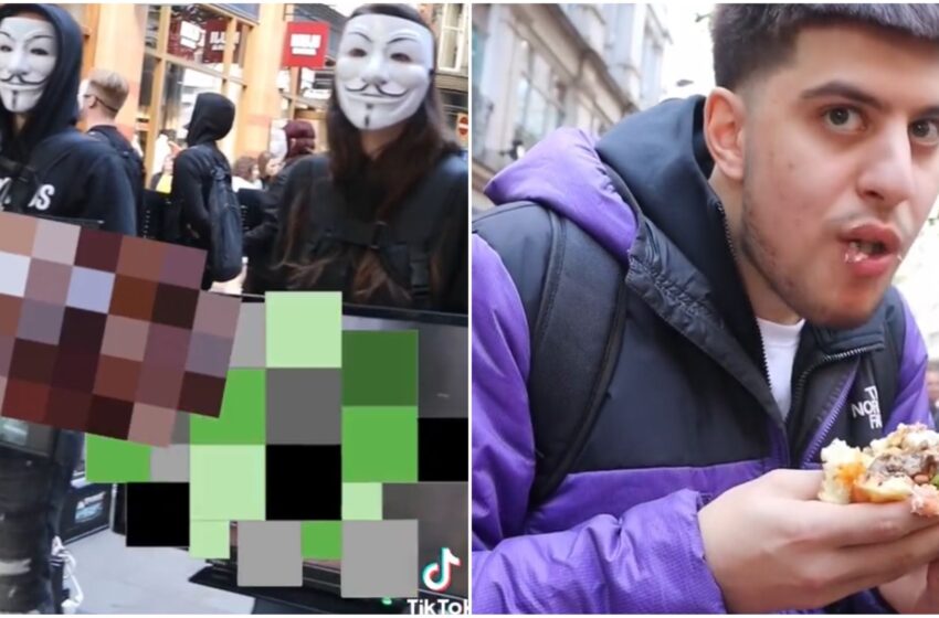 Tiktoker mangia hamburger gigante davanti a manifestazione vegana per sfida