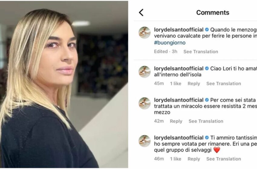  “Sei grande, ti adoro”: Lory Del Santo si elogia da sola su Instagram per errore